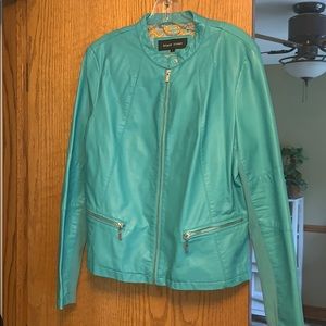 Blue faux leather jacket